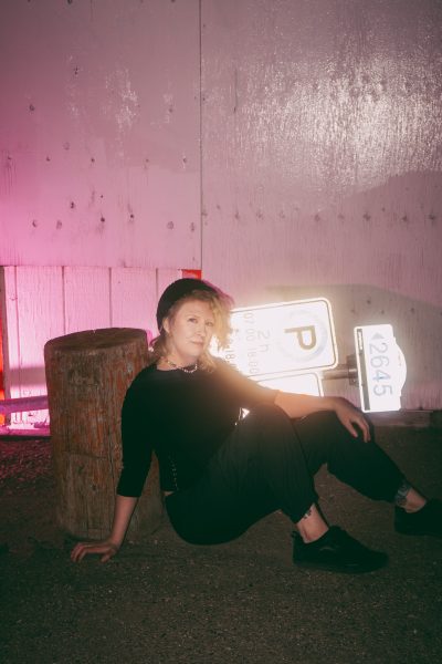 Victoria Banner in a parkin lot